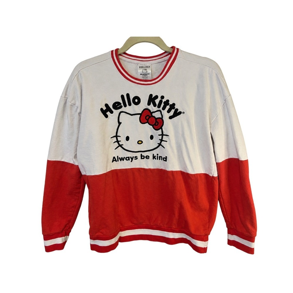 Hello Kitty Sweatshirt Womens Tagged XXS Red White Oversized May Fit XS Small